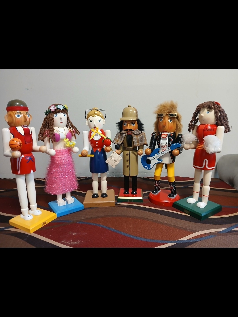 "Lot of 6 Limited Edition Wooden Christmas Nutcrackers 14" Tall -